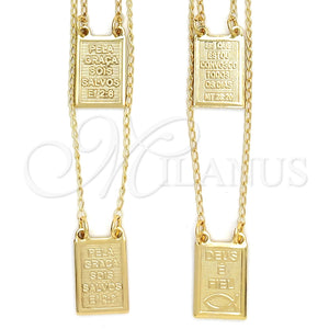 Collares con Dije 04.02.0019 Oro Laminado, Diseño de Espíritu Santo, Pulido, Tono Dorado (01 MM Thickness, 16 Inches Length)