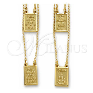Collares con Dije 04.02.0019 Oro Laminado, Diseño de Espíritu Santo, Pulido, Tono Dorado (01 MM Thickness, 16 Inches Length)