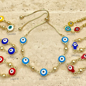 Kit Surtido de 20 Pulseras Ajustables con Ojos de Oro Laminado al por mayor — SKU 151269
