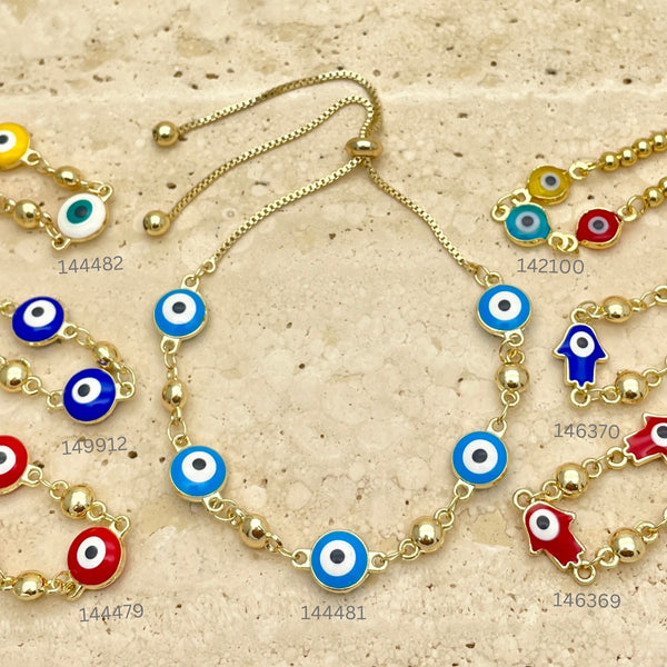Kit Surtido de 20 Pulseras Ajustables con Ojos de Oro Laminado al por mayor — SKU 151269