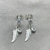 Arete Colgante 02.401.0071 Plata Rodinada, Diseño de Oja, con Zirconia Cubica Blanca, Pulido, Tono Plateado
