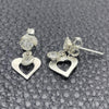 Arete Colgante 02.401.0072 Plata Rodinada, Diseño de Corazón, con Zirconia Cubica Blanca, Pulido, Tono Plateado