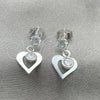 Arete Colgante 02.401.0072 Plata Rodinada, Diseño de Corazón, con Zirconia Cubica Blanca, Pulido, Tono Plateado