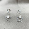 Arete Colgante 02.401.0073 Plata Rodinada, Diseño de Estrella, con Zirconia Cubica Blanca, Pulido, Tono Plateado