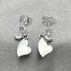Arete Colgante 02.401.0074 Plata Rodinada, Diseño de Corazón, con Zirconia Cubica Blanca, Pulido, Tono Plateado