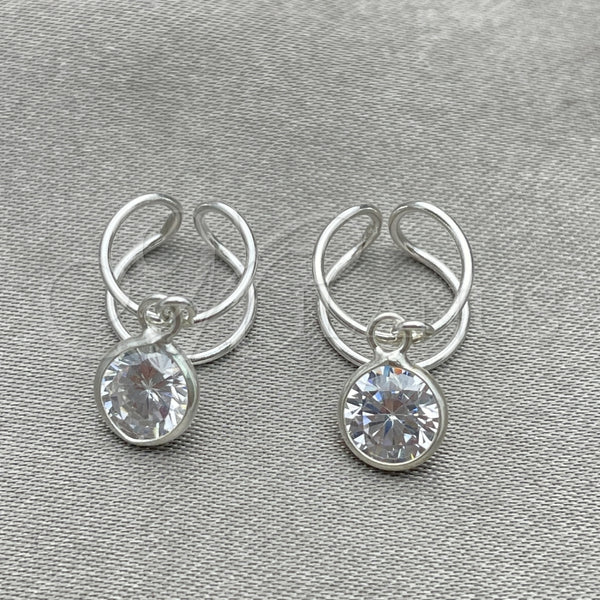 Earcuff 02.401.0077 Plata Rodinada, con Zirconia Cubica Blanca, Pulido, Tono Plateado