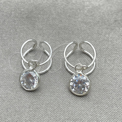 Earcuff 02.401.0077 Plata Rodinada, con Zirconia Cubica Blanca, Pulido, Tono Plateado