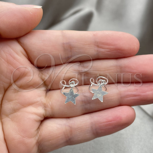 Earcuff 02.401.0078 Plata Rodinada, Diseño de Estrella, con Zirconia Cubica Blanca, Pulido, Tono Plateado