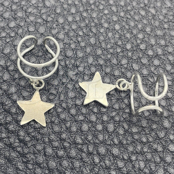 Earcuff 02.401.0078 Plata Rodinada, Diseño de Estrella, con Zirconia Cubica Blanca, Pulido, Tono Plateado