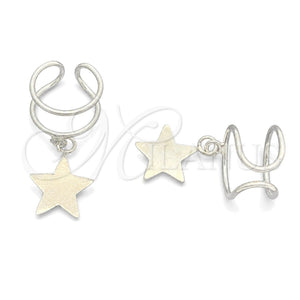 Earcuff 02.401.0078 Plata Rodinada, Diseño de Estrella, con Zirconia Cubica Blanca, Pulido, Tono Plateado