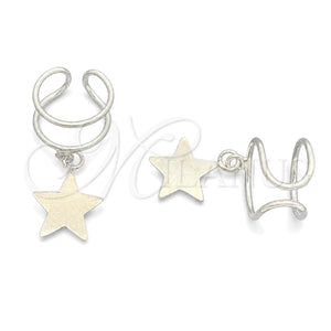 Earcuff 02.401.0078 Plata Rodinada, Diseño de Estrella, con Zirconia Cubica Blanca, Pulido, Tono Plateado