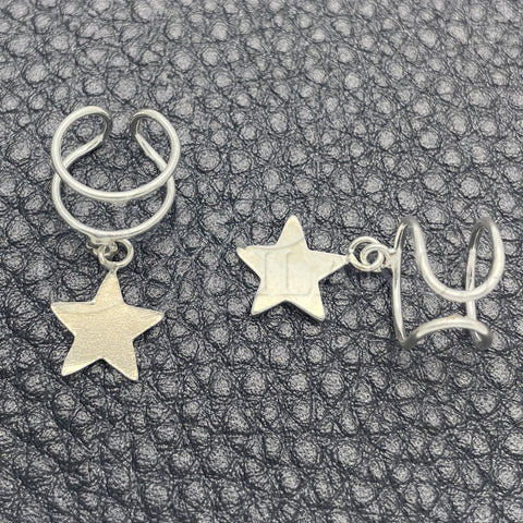 Earcuff 02.401.0078 Plata Rodinada, Diseño de Estrella, con Zirconia Cubica Blanca, Pulido, Tono Plateado