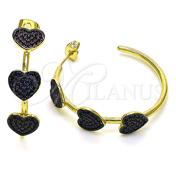 Argolla Mediana 02.341.0141.35 Oro Laminado, Diseño de Corazón, con Multicolor Micro Pave, Pulido, Dos Tonos