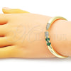 Aro Individual 07.341.0041 Oro Laminado, con Verde Zirconia Cubica and Blanca Micro Pave, Pulido, Tono Dorado (06 MM Thickness, One size fits all)
