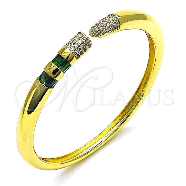 Aro Individual 07.341.0041 Oro Laminado, con Verde Zirconia Cubica and Blanca Micro Pave, Pulido, Tono Dorado (06 MM Thickness, One size fits all)