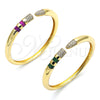 Aro Individual 07.341.0041 Oro Laminado, con Verde Zirconia Cubica and Blanca Micro Pave, Pulido, Tono Dorado (06 MM Thickness, One size fits all)