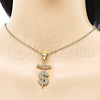 Dije Religioso 05.342.0152 Oro Laminado, Diseño de Cruz y Dinero, con Blanca Micro Pave, Pulido, Tono Dorado