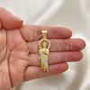 Dije Religioso 05.342.0156 Oro Laminado, Diseño de San Judas, con Blanca Micro Pave, Pulido, Tono Dorado