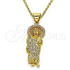 Dije Religioso 05.342.0156 Oro Laminado, Diseño de San Judas, con Blanca Micro Pave, Pulido, Tono Dorado