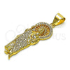 Dije Religioso 05.342.0156 Oro Laminado, Diseño de San Judas, con Blanca Micro Pave, Pulido, Tono Dorado