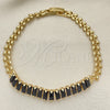 Pulsera Elegante 03.283.0277.07 Oro Laminado, Diseño de Baguette y Oja, con Negro Zirconia Cubica, Pulido, Tono Dorado (05 MM Thickness, 7 Inches Length)
