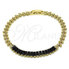 Pulsera Elegante 03.283.0277.07 Oro Laminado, Diseño de Baguette y Oja, con Negro Zirconia Cubica, Pulido, Tono Dorado (05 MM Thickness, 7 Inches Length)