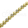 Pulsera Elegante 03.283.0278.07 Oro Laminado, Diseño de Corazón, con Blanca Micro Pave, Pulido, Tono Dorado (07 MM Thickness, 7 Inches Length)