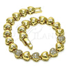 Pulsera Elegante 03.283.0278.07 Oro Laminado, Diseño de Corazón, con Blanca Micro Pave, Pulido, Tono Dorado (07 MM Thickness, 7 Inches Length)