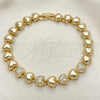 Pulsera Elegante 03.283.0278.07 Oro Laminado, Diseño de Corazón, con Blanca Micro Pave, Pulido, Tono Dorado (07 MM Thickness, 7 Inches Length)