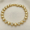 Pulsera Elegante 03.283.0278.07 Oro Laminado, Diseño de Corazón, con Blanca Micro Pave, Pulido, Tono Dorado (07 MM Thickness, 7 Inches Length)