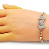 Pulsera Elegante 03.283.0284.07 Oro Laminado, Diseño de Corazón y Alas, con Blanca Micro Pave, Pulido, Tono Dorado (05 MM Thickness, 7 Inches Length)