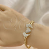Pulsera Elegante 03.283.0284.07 Oro Laminado, Diseño de Corazón y Alas, con Blanca Micro Pave, Pulido, Tono Dorado (05 MM Thickness, 7 Inches Length)