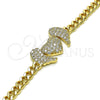 Pulsera Elegante 03.283.0284.07 Oro Laminado, Diseño de Corazón y Alas, con Blanca Micro Pave, Pulido, Tono Dorado (05 MM Thickness, 7 Inches Length)