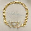 Pulsera Elegante 03.283.0284.07 Oro Laminado, Diseño de Corazón y Alas, con Blanca Micro Pave, Pulido, Tono Dorado (05 MM Thickness, 7 Inches Length)