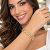 Pulsera Elegante 03.283.0285.08 Oro Laminado, con Micro Pave Blanca, Pulido, Tono Dorado (Grosor 10 MM, 8 Pulgadas de Largo)