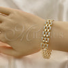 Pulsera Elegante 03.283.0285.08 Oro Laminado, con Micro Pave Blanca, Pulido, Tono Dorado (Grosor 10 MM, 8 Pulgadas de Largo)