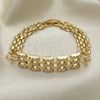 Pulsera Elegante 03.283.0285.08 Oro Laminado, con Micro Pave Blanca, Pulido, Tono Dorado (Grosor 10 MM, 8 Pulgadas de Largo)