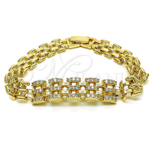 Pulsera Elegante 03.283.0285.08 Oro Laminado, con Micro Pave Blanca, Pulido, Tono Dorado (Grosor 10 MM, 8 Pulgadas de Largo)