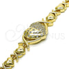 Pulsera Elegante 03.283.0286.07 Oro Laminado, Diseño de Besos y Abrazos y Corazón, con Blanca Micro Pave and Blanca Zirconia Cubica, Pulido, Tono Dorado (08 MM Thickness, 7 Inches Length)