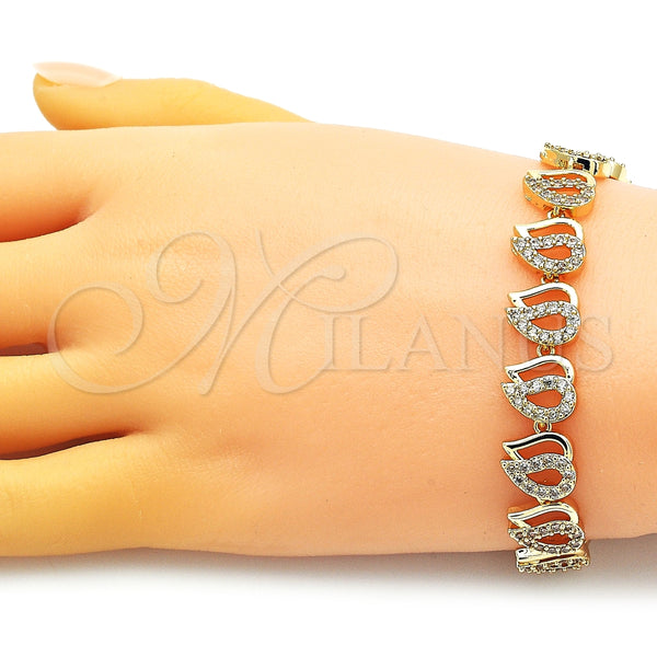 Pulsera Elegante 03.346.0017.07 Oro Laminado, Diseño de Corazón, con Blanca Micro Pave, Pulido, Tono Dorado (11 MM Thickness, 7 Inches Length)