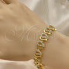 Pulsera Elegante 03.346.0017.07 Oro Laminado, Diseño de Corazón, con Blanca Micro Pave, Pulido, Tono Dorado (11 MM Thickness, 7 Inches Length)