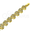 Pulsera Elegante 03.346.0017.07 Oro Laminado, Diseño de Corazón, con Blanca Micro Pave, Pulido, Tono Dorado (11 MM Thickness, 7 Inches Length)