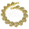 Pulsera Elegante 03.346.0017.07 Oro Laminado, Diseño de Corazón, con Blanca Micro Pave, Pulido, Tono Dorado (11 MM Thickness, 7 Inches Length)