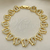 Pulsera Elegante 03.346.0017.07 Oro Laminado, Diseño de Corazón, con Blanca Micro Pave, Pulido, Tono Dorado (11 MM Thickness, 7 Inches Length)