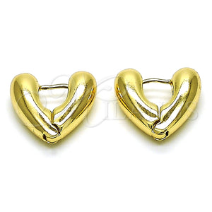 Argolla Huggie 02.213.0447 Oro Laminado, Diseño de Corazón, Pulido, Tono Dorado