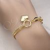 Pulsera Elegante 03.213.0209.07 Oro Laminado, Diseño de Corazón y Rolo, Pulido, Tono Dorado (07 MM Thickness, 7 Inches Length)