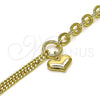 Pulsera Elegante 03.213.0209.07 Oro Laminado, Diseño de Corazón y Rolo, Pulido, Tono Dorado (07 MM Thickness, 7 Inches Length)