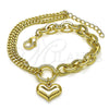 Pulsera Elegante 03.213.0209.07 Oro Laminado, Diseño de Corazón y Rolo, Pulido, Tono Dorado (07 MM Thickness, 7 Inches Length)