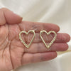 Arete Dormilona 02.213.0451 Oro Laminado, Diseño de Corazón, Pulido, Tono Dorado