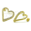 Arete Dormilona 02.213.0451 Oro Laminado, Diseño de Corazón, Pulido, Tono Dorado